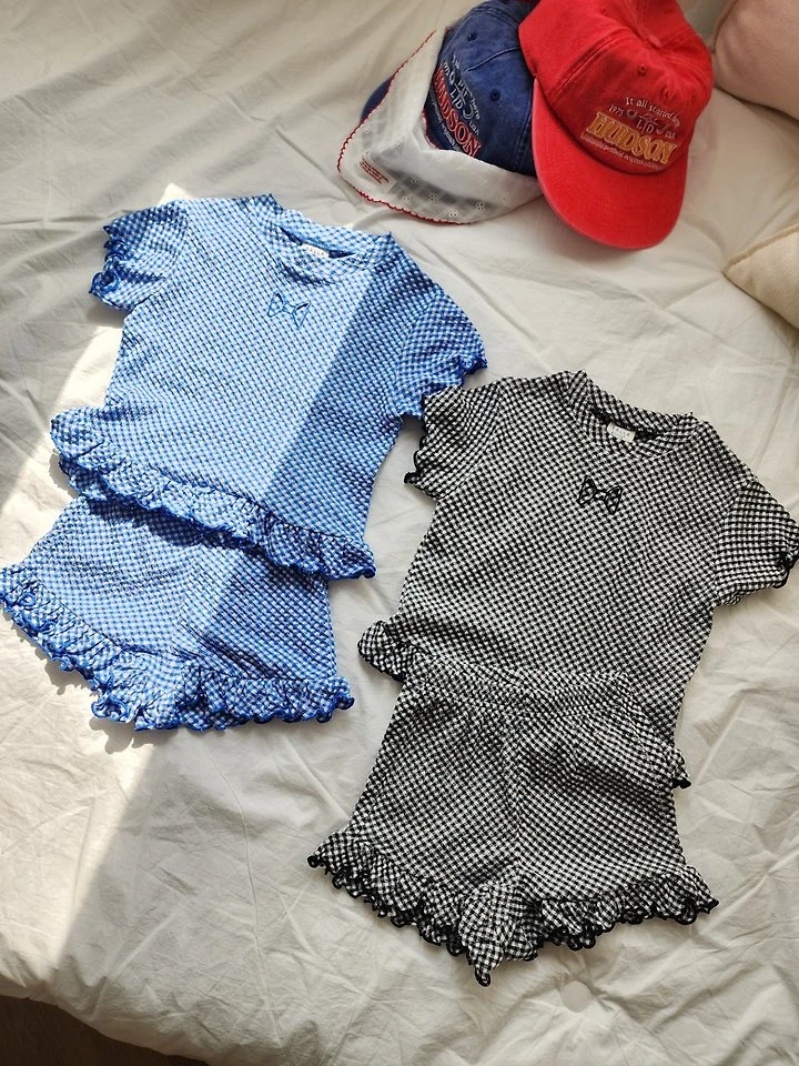 Dalla - Korean Children Fashion - #minifashionista - Lovely Check Set - 2