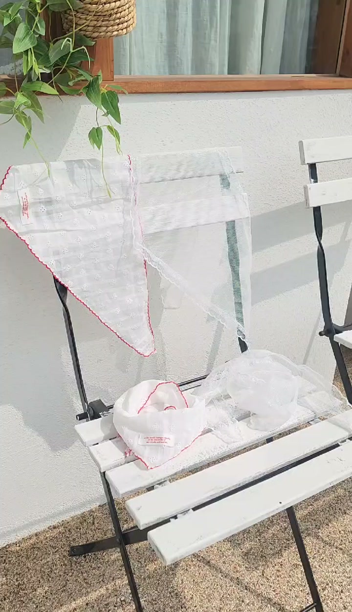 Dalla - Korean Children Fashion - #prettylittlegirls - Summer Triangle Scarf (Embroidery Lace) - 3