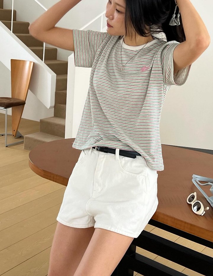 Diana - Korean Women Fashion - #momslook - Crayon Stripe Tee - 8