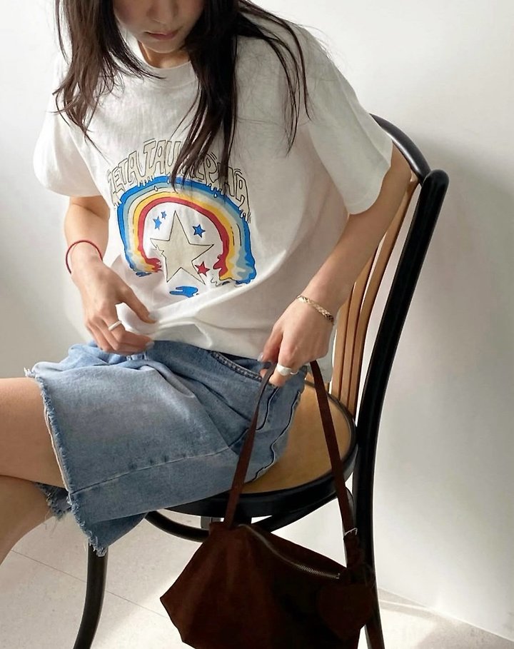 Diana - Korean Women Fashion - #momslook - Rainbow Tee - 10