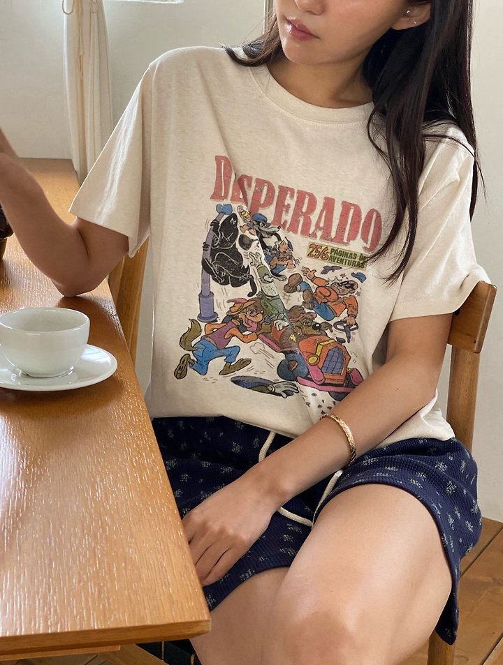 Diana - Korean Women Fashion - #momslook - Cartoon Tee - 7