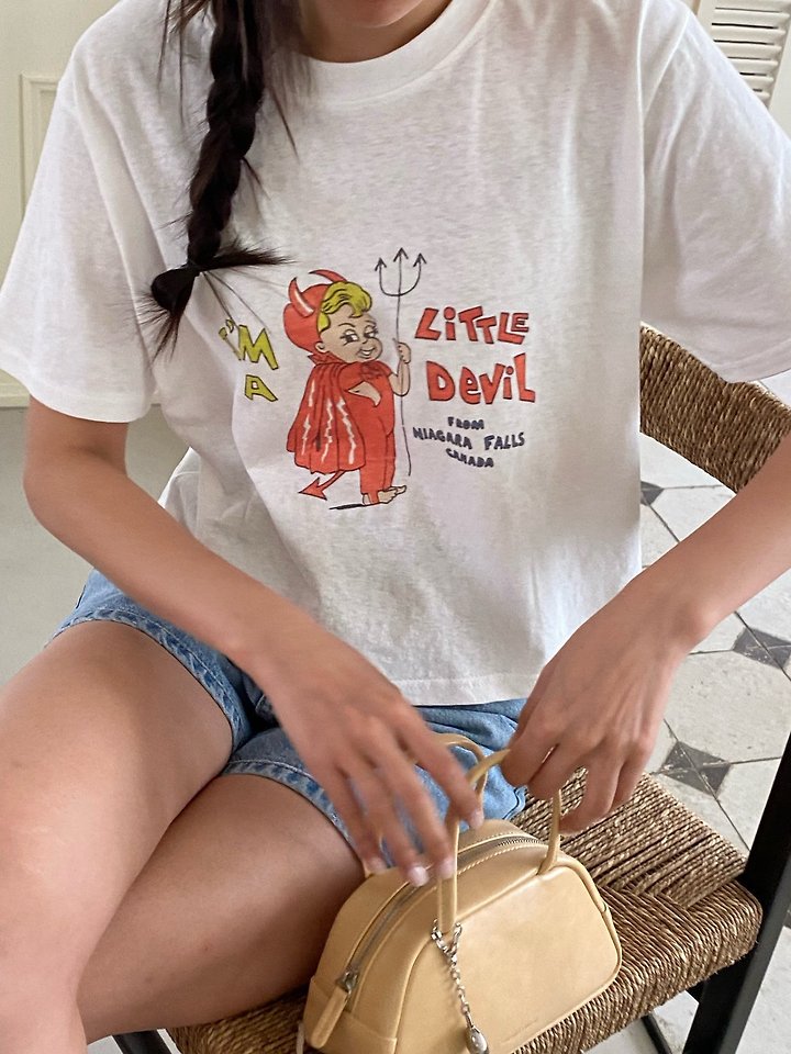 Diana - Korean Women Fashion - #romanticstyle - Devil Tee - 3