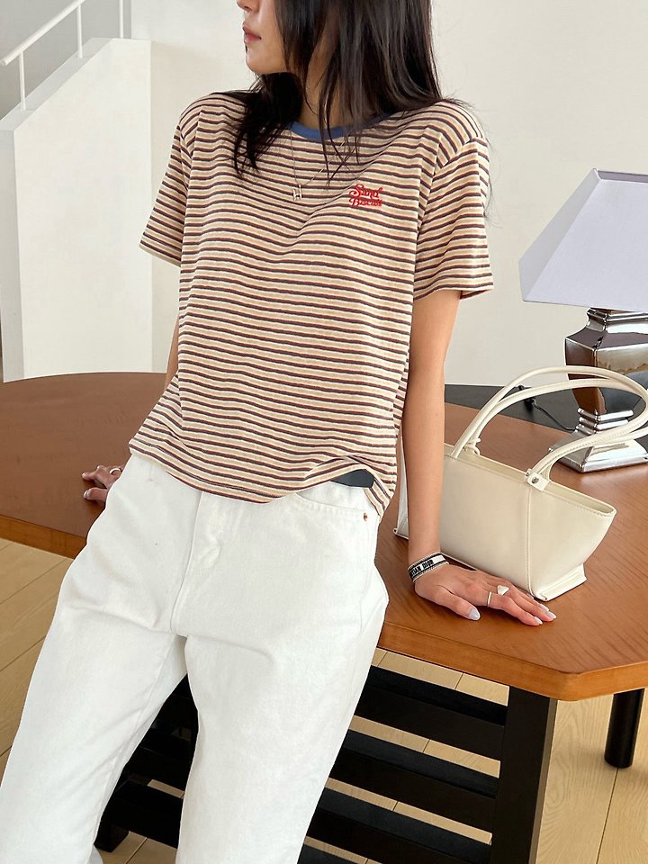 Diana - Korean Women Fashion - #thatsdarling - Crayon Stripe Tee - 2