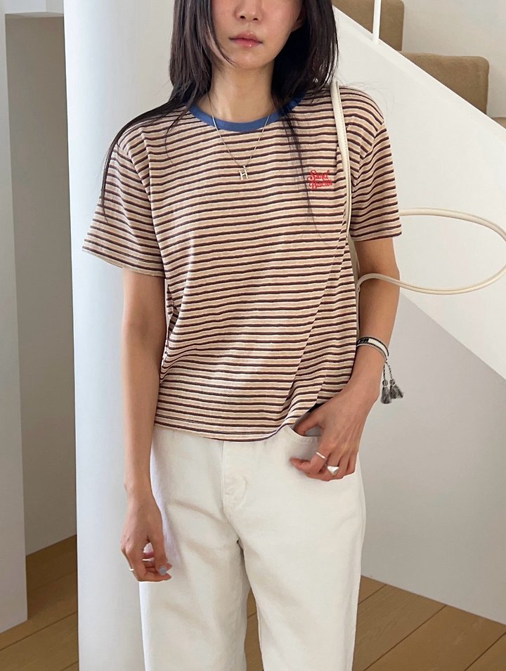 Diana - Korean Women Fashion - #womensfashion - Crayon Stripe Tee - 5