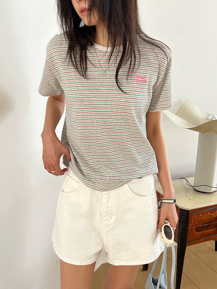 Diana - Korean Women Fashion - #womensfashion - Crayon Stripe Tee - 7