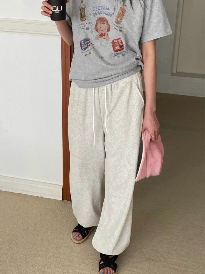 Diana - Korean Women Fashion - #womensfashion - Cream Terry Jogger Pants - 10