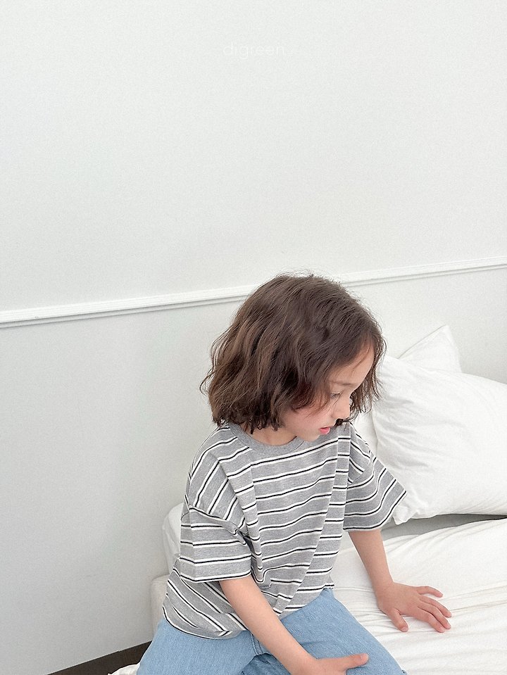 Digreen - Korean Children Fashion - #childrensboutique - Multi Stripe Short Sleeve Tee - 12