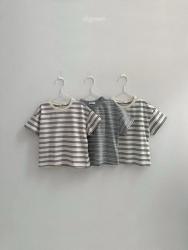 Digreen - Korean Children Fashion - #kidsstore - Multi Stripe Short Sleeve Tee