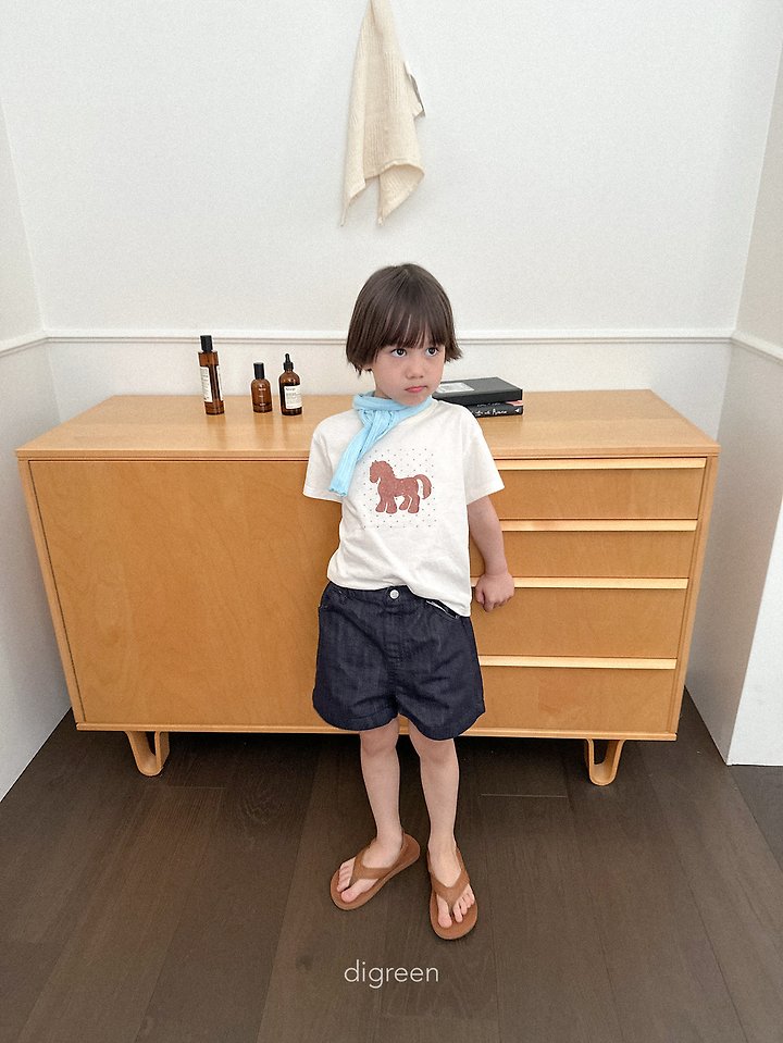 Digreen - Korean Children Fashion - #prettylittlegirls - Diver Short Denim Pants - 6