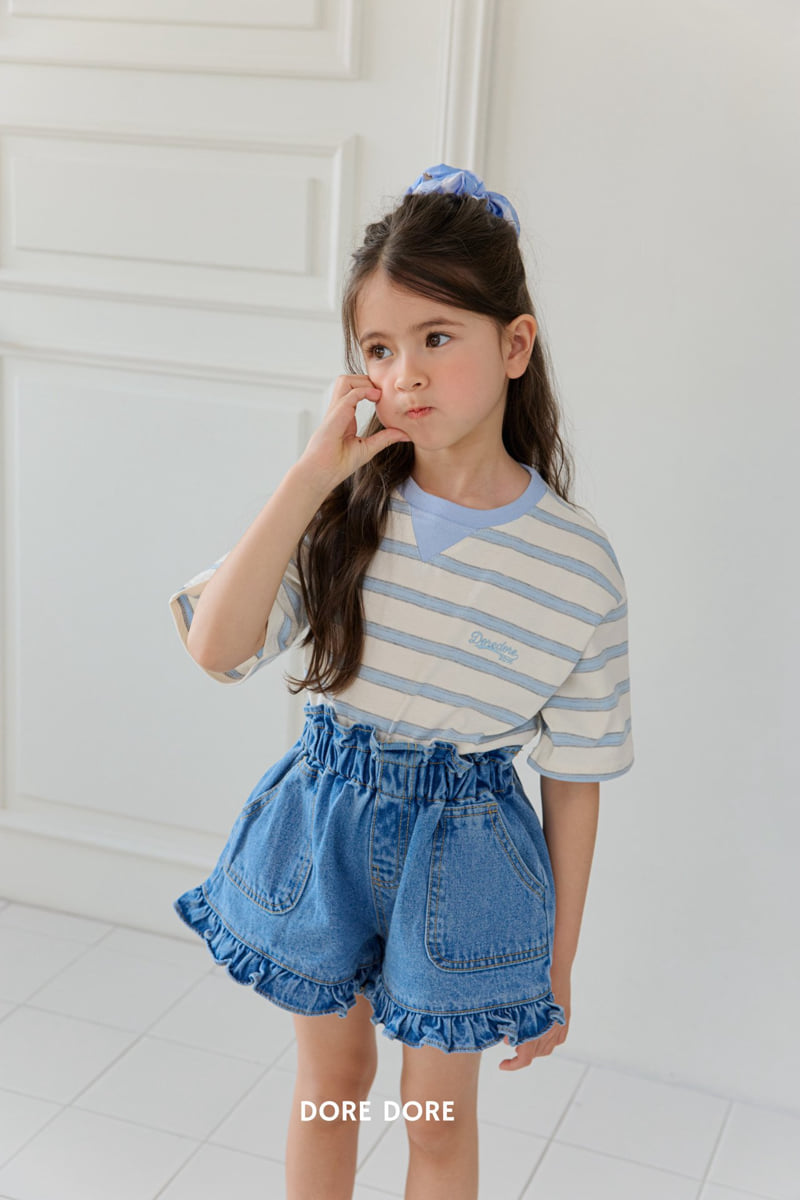 Dore Dore - Korean Children Fashion - #Kfashion4kids - Triangle Embroidery Stripe Tee