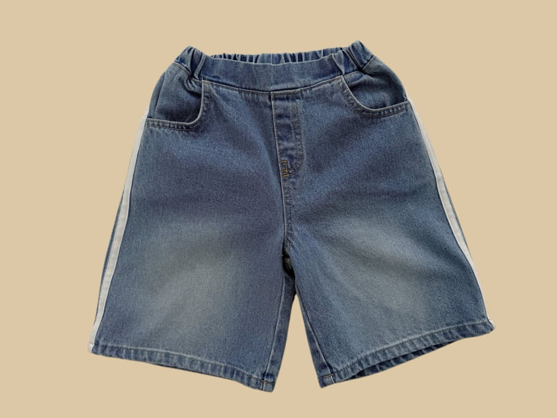 Dore Dore - Korean Children Fashion - #childofig - Bermuda Double Line Denim Pants - 3