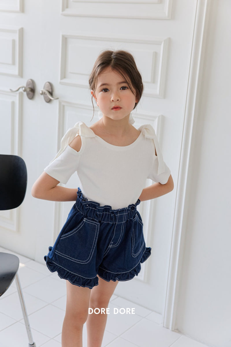 Dore Dore - Korean Children Fashion - #designkidswear - Ribbon Off-Shoulder Tee - 11