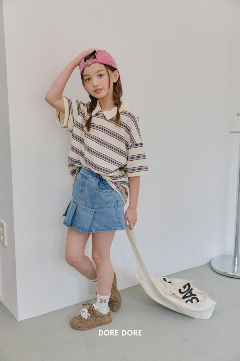 Dore Dore - Korean Children Fashion - #designkidswear - Stripe PK Collar Tee - 8