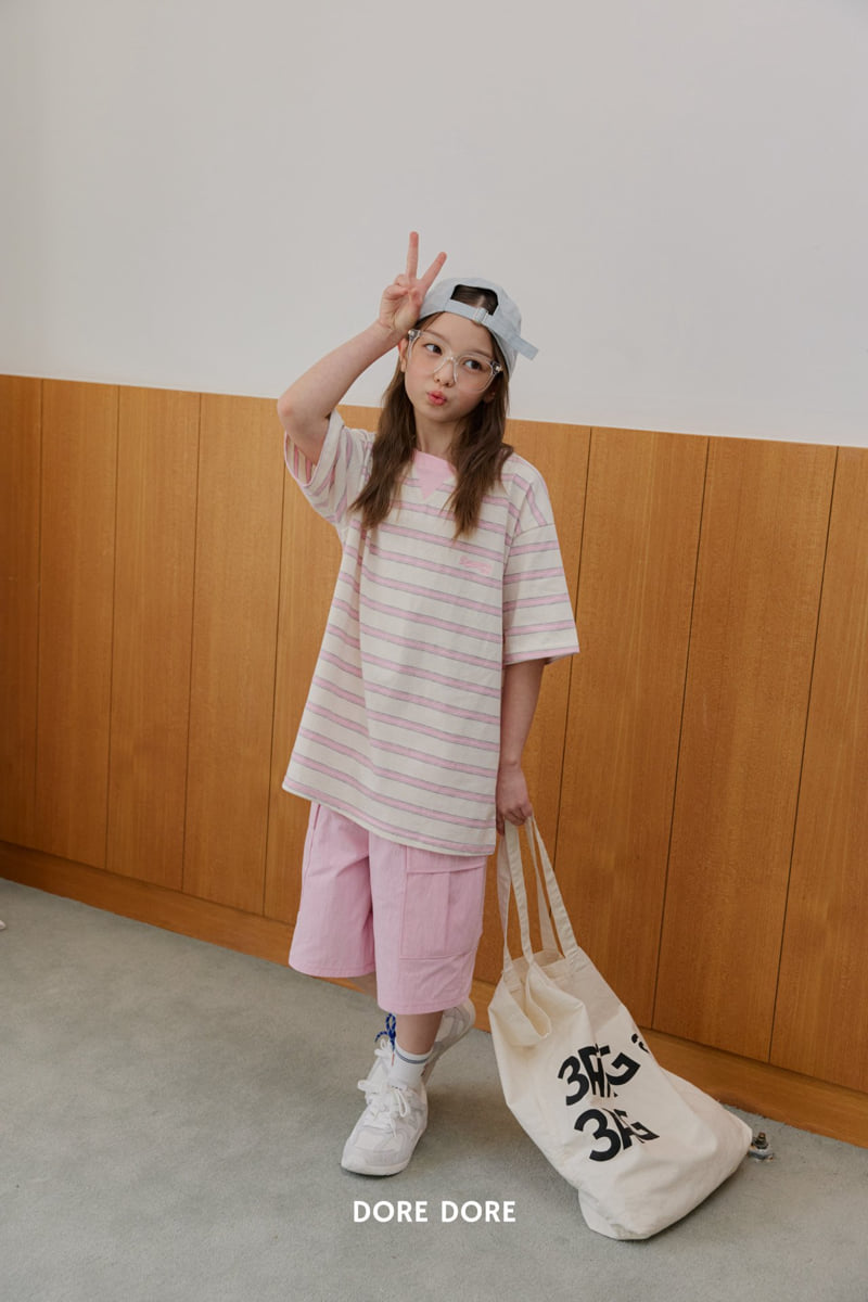 Dore Dore - Korean Children Fashion - #designkidswear - Triangle Embroidery Stripe Tee - 8