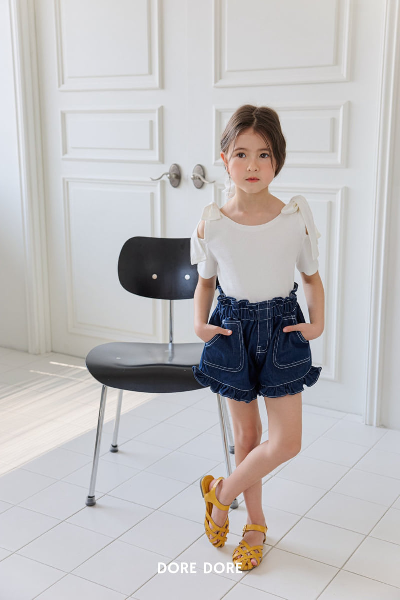 Dore Dore - Korean Children Fashion - #fashionkids - Ribbon Off-Shoulder Tee - 12