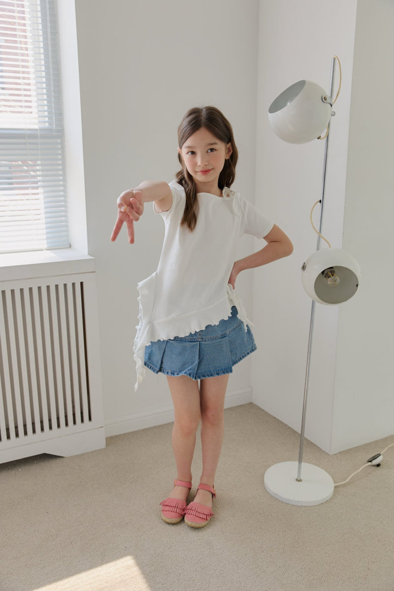 Dore Dore - Korean Children Fashion - #fashionkids - Shirred Denim Skort - 12