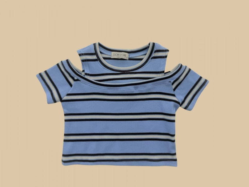 Dore Dore - Korean Children Fashion - #kidsshorts - Stripe Shoulder Cut-Out Tee - 3