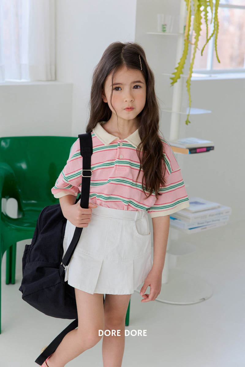 Dore Dore - Korean Children Fashion - #kidsshorts - Stripe PK Collar Tee - 11