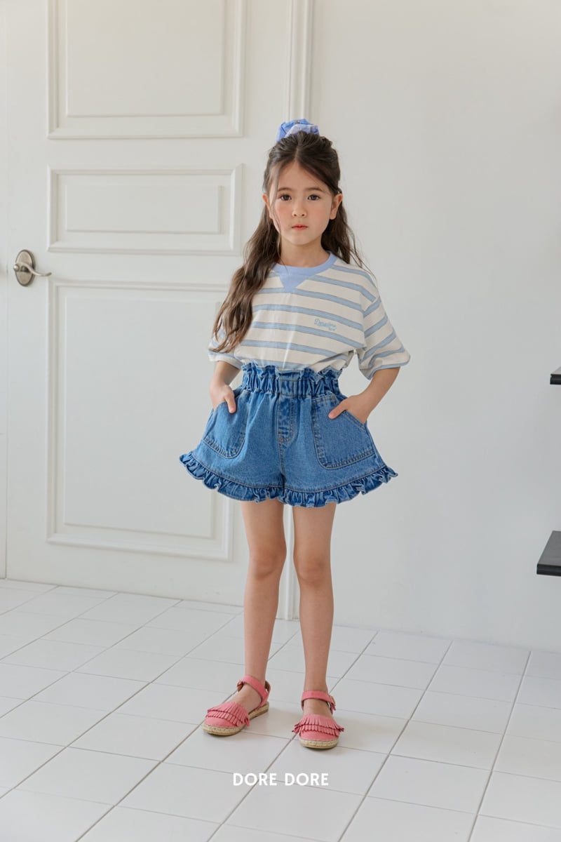 Dore Dore - Korean Children Fashion - #kidsshorts - Triangle Embroidery Stripe Tee - 12