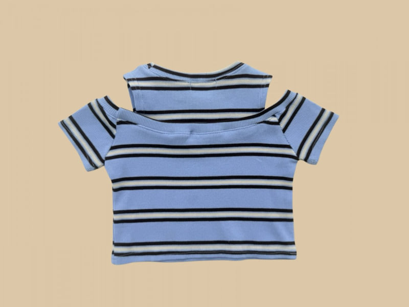 Dore Dore - Korean Children Fashion - #kidsshorts - Stripe Shoulder Cut-Out Tee - 4