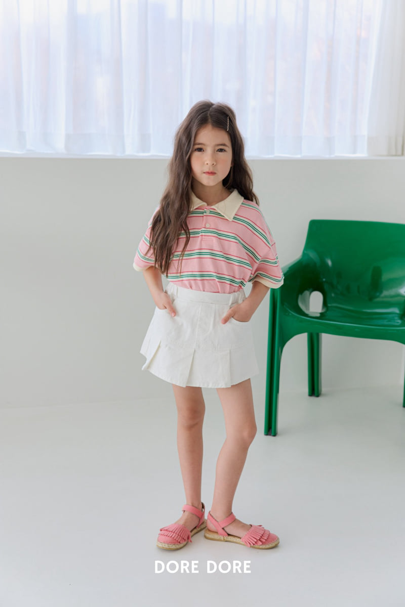 Dore Dore - Korean Children Fashion - #kidsstore - Stripe PK Collar Tee - 12