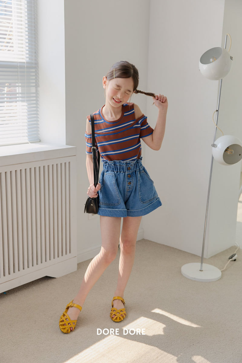 Dore Dore - Korean Children Fashion - #magicofchildhood - Stripe Shoulder Cut-Out Tee - 9