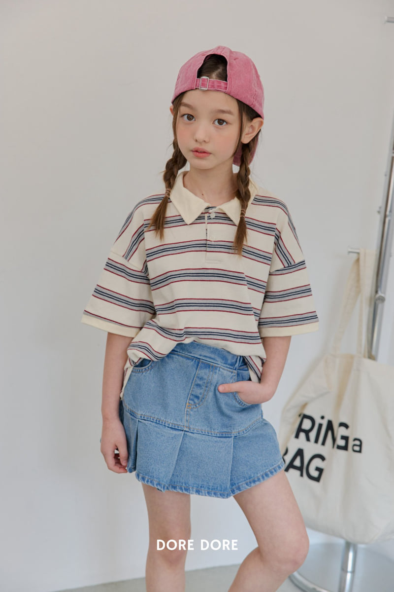 Dore Dore - Korean Children Fashion - #minifashionista - Stripe PK Collar Tee