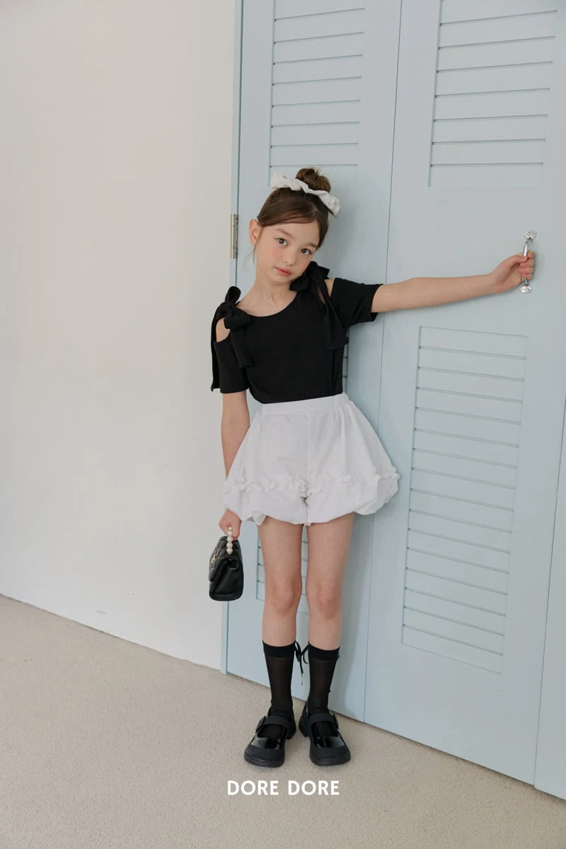 Dore Dore - Korean Children Fashion - #stylishchildhood - Ribbon Off-Shoulder Tee - 8
