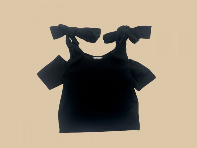 Dore Dore - Korean Children Fashion - #todddlerfashion - Ribbon Off-Shoulder Tee - 5
