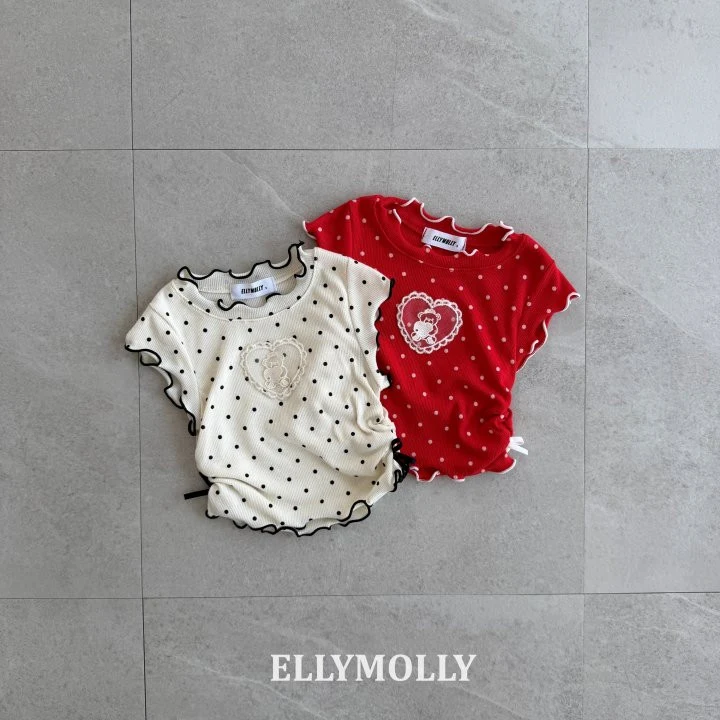 Ellymolly - Korean Children Fashion - #Kfashion4kids - Dot Mimi Shirring Tee