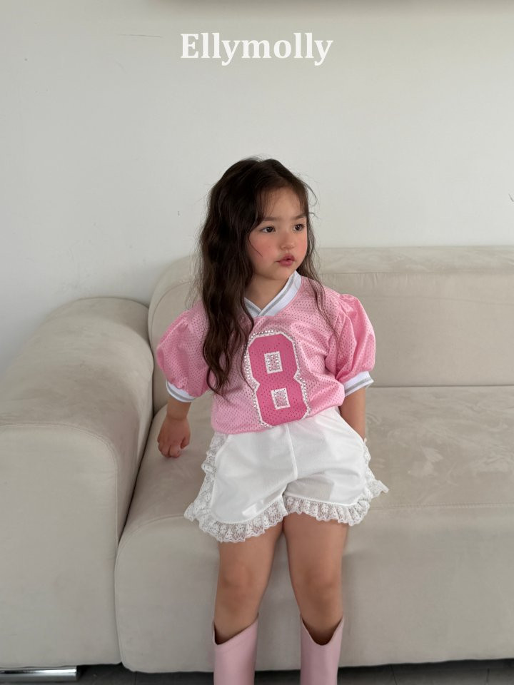Ellymolly - Korean Children Fashion - #childofig - Mesh Puff V-Neck Tee - 3