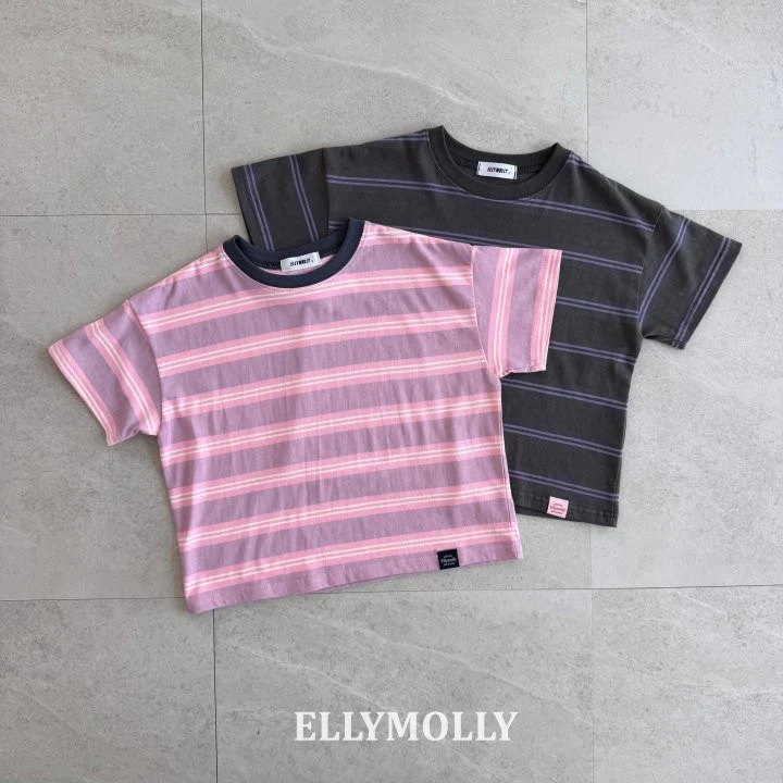 Ellymolly - Korean Children Fashion - #childrensboutique - Washed Stripe Box Tee