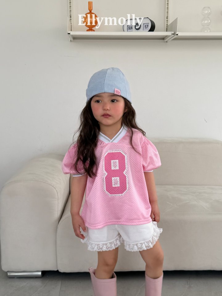 Ellymolly - Korean Children Fashion - #designkidswear - Mesh Puff V-Neck Tee - 5