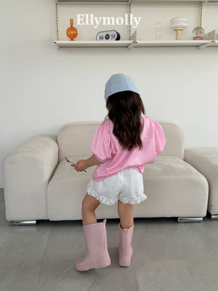 Ellymolly - Korean Children Fashion - #discoveringself - Mesh Puff V-Neck Tee - 6