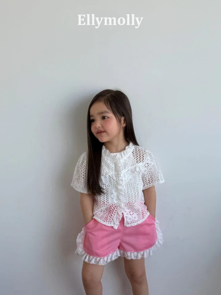 Ellymolly - Korean Children Fashion - #fashionkids - Rosy Crochet Blouse - 10