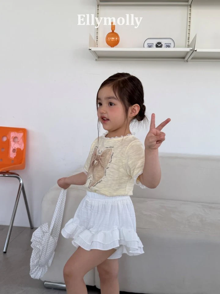Ellymolly - Korean Children Fashion - #kidsshorts - Slub Ribbon Tee - 4