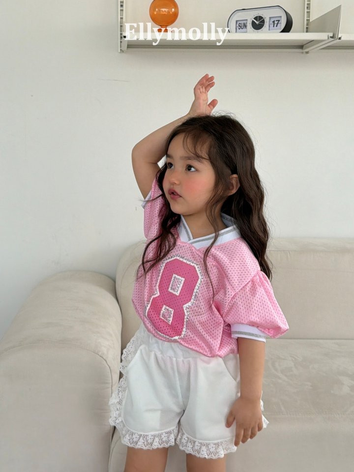 Ellymolly - Korean Children Fashion - #kidsstore - Mesh Puff V-Neck Tee - 9