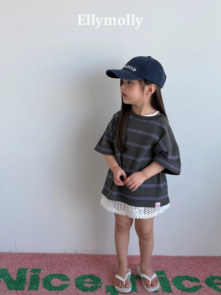 Ellymolly - Korean Children Fashion - #kidsstore - Washed Stripe Box Tee - 6