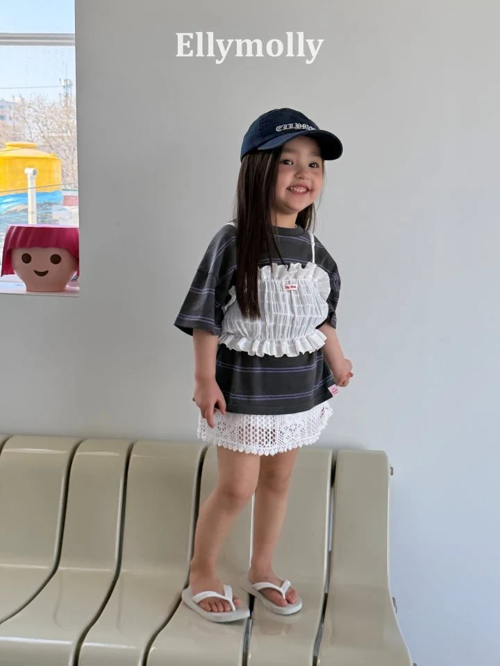 Ellymolly - Korean Children Fashion - #kidzfashiontrend - Washed Stripe Box Tee - 7