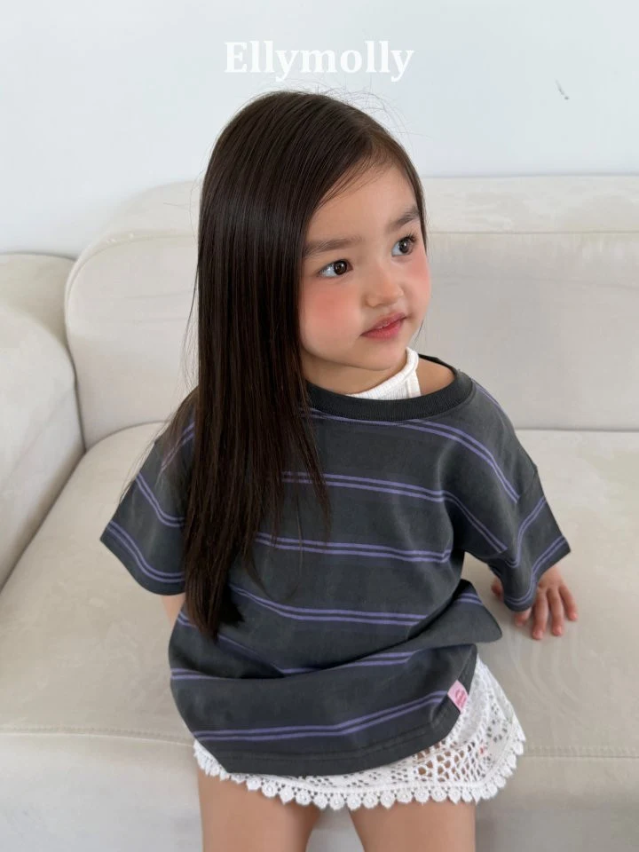 Ellymolly - Korean Children Fashion - #littlefashionista - Washed Stripe Box Tee - 9