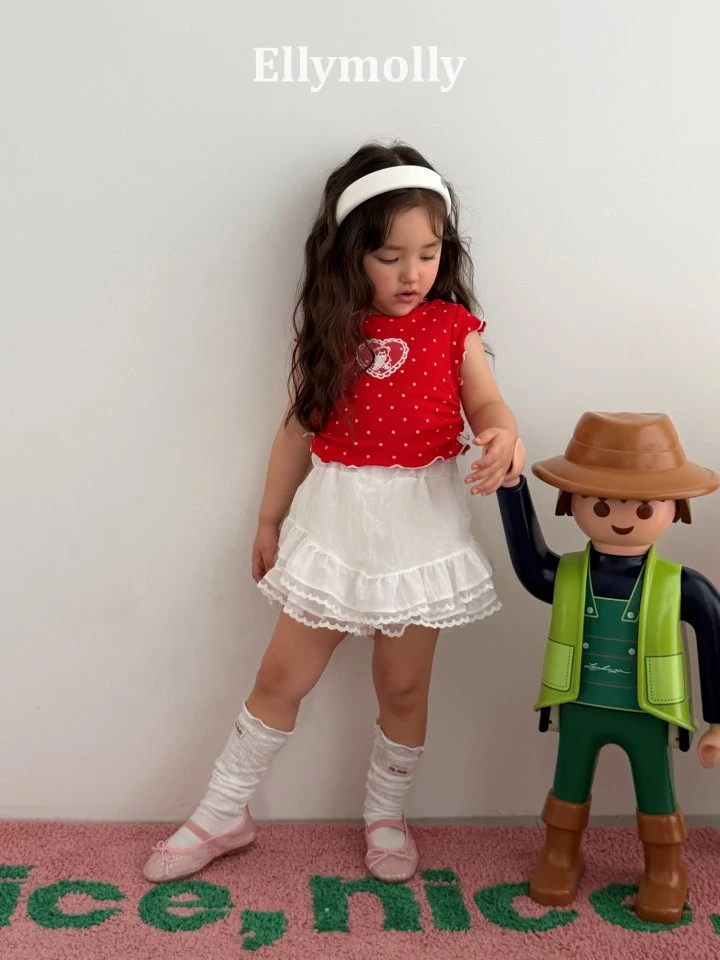 Ellymolly - Korean Children Fashion - #todddlerfashion - Dot Mimi Shirring Tee - 6