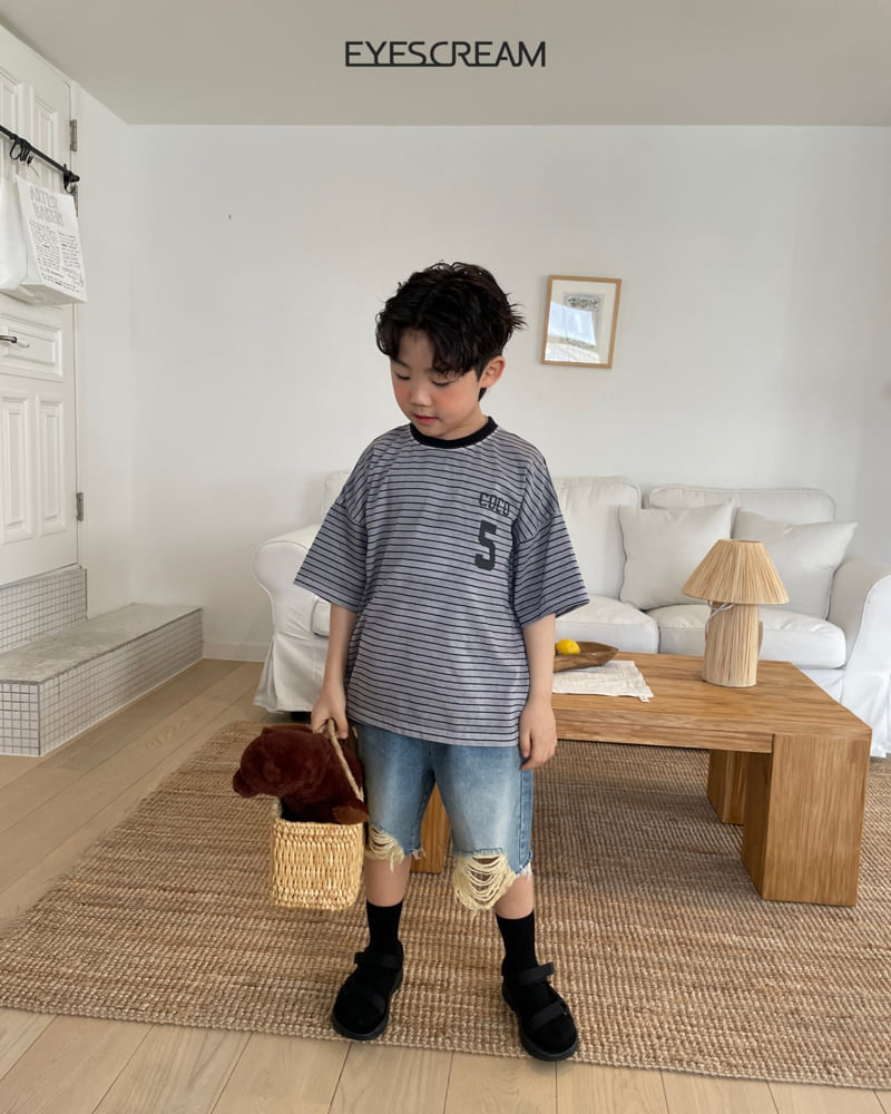 Eyescream - Korean Children Fashion - #kidzfashiontrend - Number 5 Stripe Pigment Tee - 4