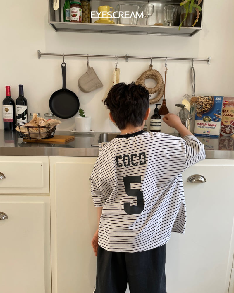 Eyescream - Korean Children Fashion - #childofig - Number 5 Stripe Pigment Tee - 12