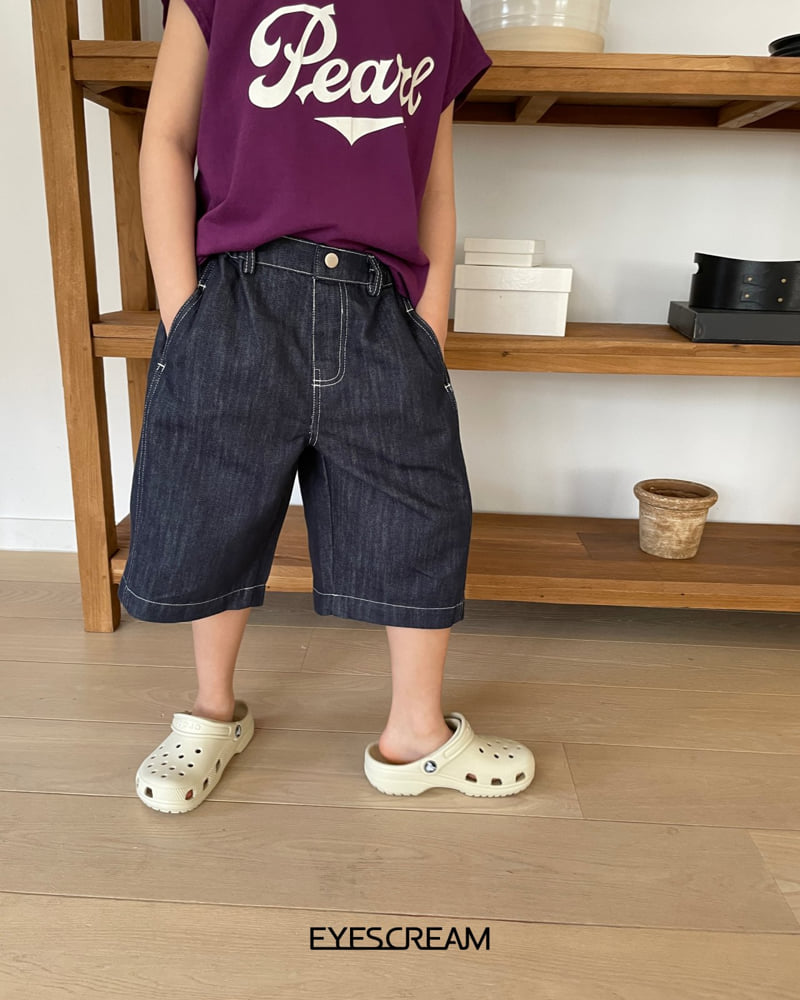 Eyescream - Korean Children Fashion - #kidsshorts - Raw Denim Bermuda Pants - 5