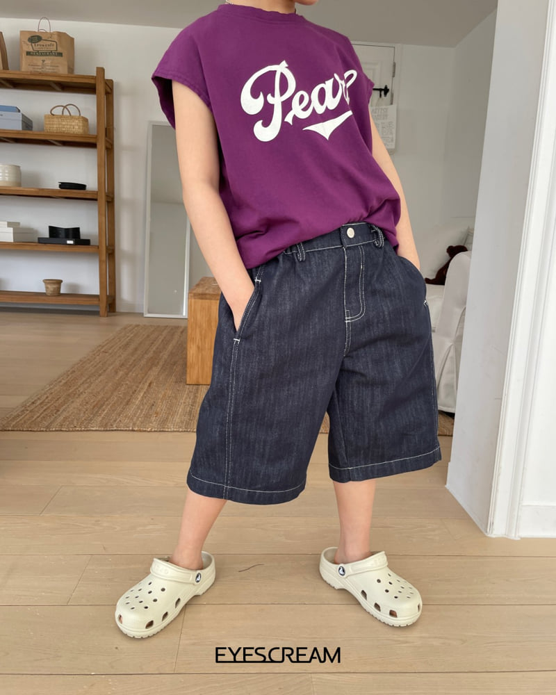 Eyescream - Korean Children Fashion - #littlefashionista - Raw Denim Bermuda Pants - 9