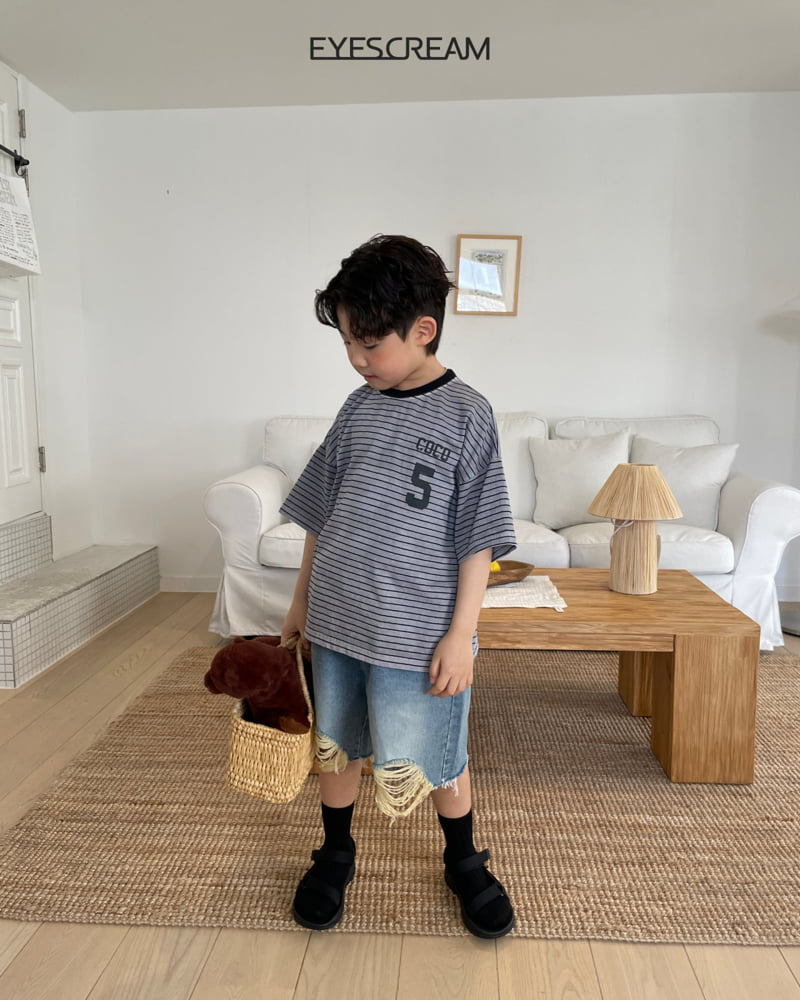 Eyescream - Korean Children Fashion - #littlefashionista - Number 5 Stripe Pigment Tee - 5