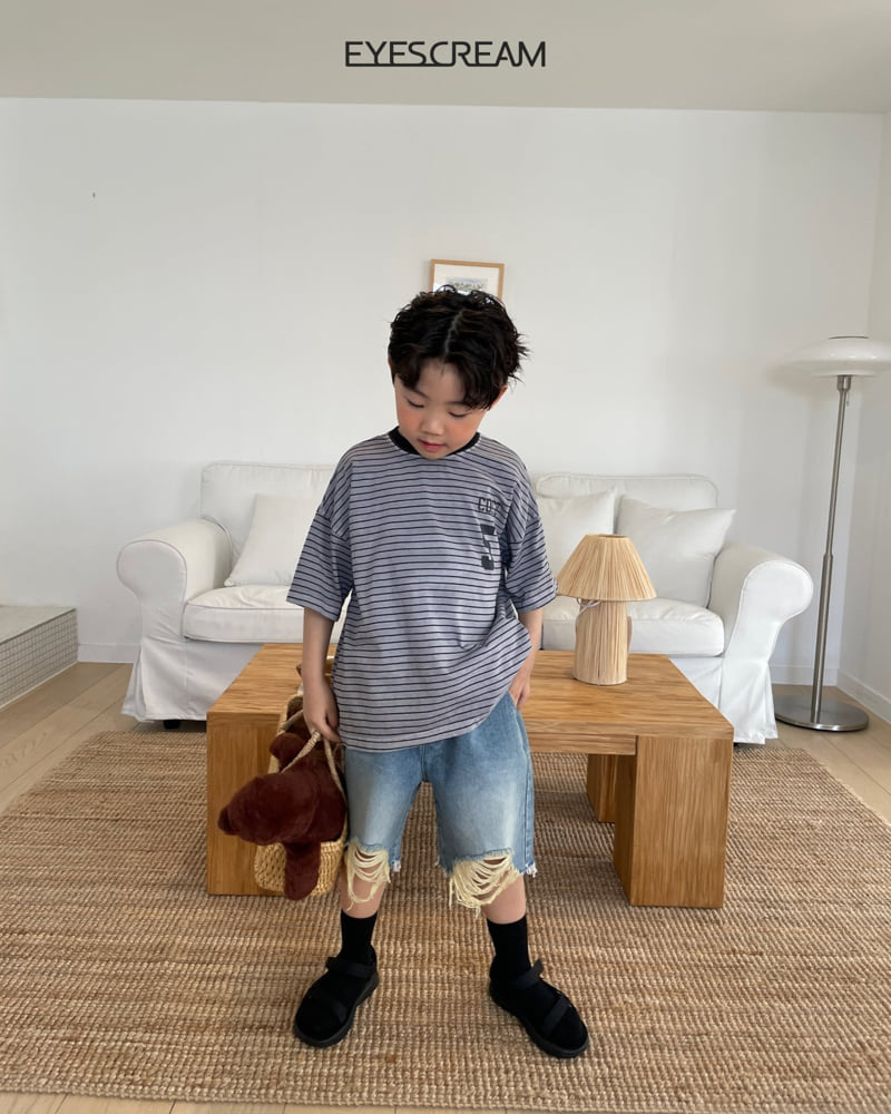 Eyescream - Korean Children Fashion - #todddlerfashion - Number 5 Stripe Pigment Tee - 9