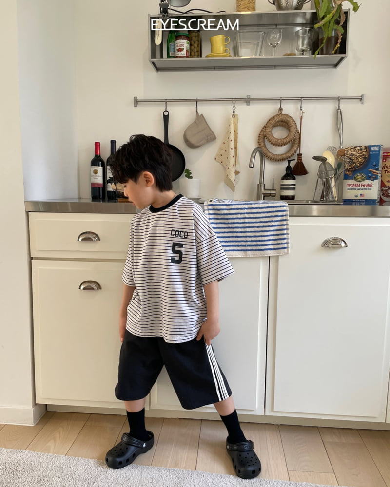 Eyescream - Korean Children Fashion - #toddlerclothing - Number 5 Stripe Pigment Tee - 10