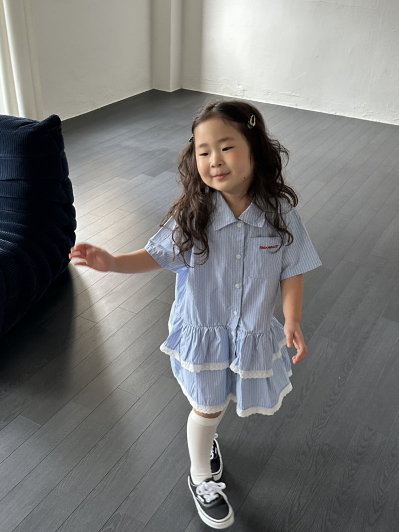 Foov - Korean Children Fashion - #magicofchildhood - Shirt Cancan One-piece (Stripe) - 3