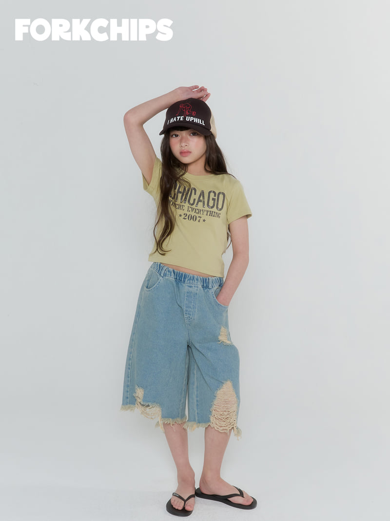 Fork Chips - Korean Children Fashion - #Kfashion4kids - Grunge Denim Pants - 7